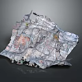 Detailed 3D Terrain Model With Irregular Surface Texture Colorful Patterns Cracks And Undulations