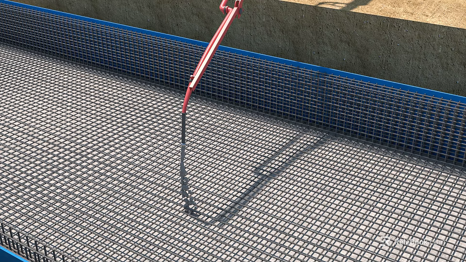 School Building Construction Site Featuring Steel Mesh And Blue Edge Design 3d model 
