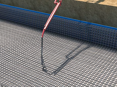 School Building Construction Site Featuring Steel Mesh And Blue Edge Design 3d model