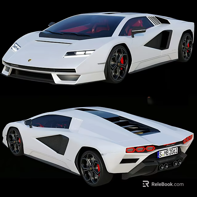 White Sports Car With Sleek Aerodynamic Body And Red Accents 3d model 