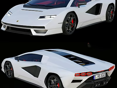 White Sports Car With Sleek Aerodynamic Body And Red Accents 3d model