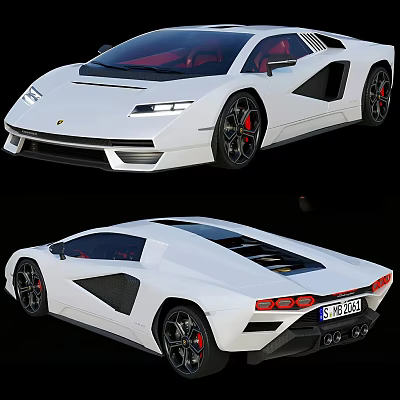 White Sports Car With Sleek Aerodynamic Body And Red Accents 3d model