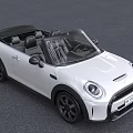 White MINI Convertible Car With Open Top Black Wheels And Front Design 3d model