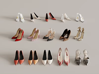 Stylish Women's High Heel Shoes In Multiple Colors With Elegant Designs And Trendy Styles 3d model