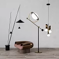 Modern Minimalist Lighting Combination With Arched Floor Lamps Pendant Lights And Interior Design