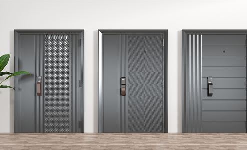 Modern security door single door swing door entry door 3d model