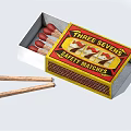 Vintage Decorative Matchstick Ornament Set Featuring Open Box And Red Tipped Sticks