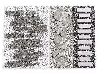 Various Stepping Stones Designs For Garden Landscape With Irregular Pebble And Rectangular Slab 3d model