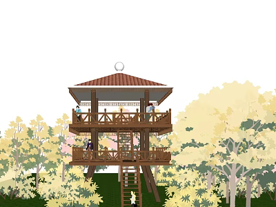 New Chinese Style Watchtower Landscape Watchtower 3d model