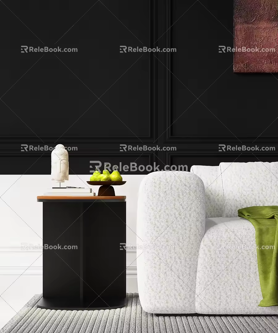 Minimalist Side Table Sofa Coffee Table Combo 3d model