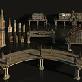 Classical Architectural Design with Bridges Towers Columns and Ornate Structural Details