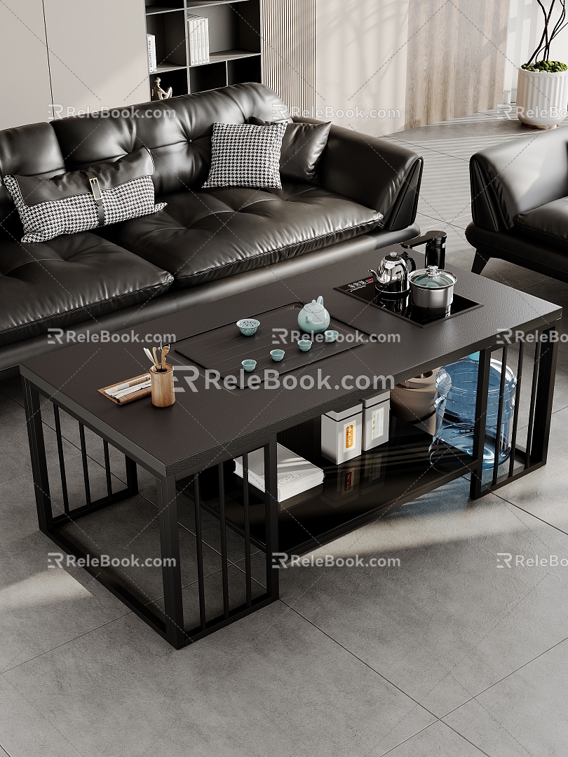 Modern Office Coffee Table Tea Set Pyrostone Countertop Coffee Table 3d model