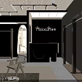 Modern Cozy Clothing Store Interior With Wooden Racks Round Decor Hanging Lights And Mirrors