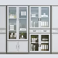 Modern Bookcase Featuring Glass And Wooden Doors Storage Books Decorative Plants Drawers