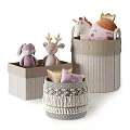 Woven Toy Storage Baskets With Stuffed Animals Fringe Decor And Various Shapes For Kids Room