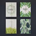Botanic Tropical Curtain with Green Leaf Patterns and Botanical Wall Art on Light Green Wall