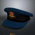 Blue Woolen Hat With Decorative Badge As Fashionable Clothing Accessory