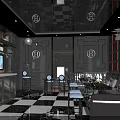 Stylish KTV Lounge With Red Wall Decor Checkerboard Floor Leather Seats And Digital Screens