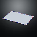Decorative Ornament Set Featuring White Envelope With Red Blue And White Border On Black Background