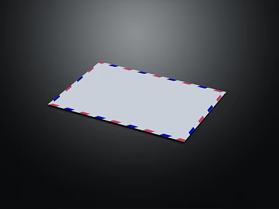 Decorative Ornament Set Featuring White Envelope With Red Blue And White Border On Black Background 3d model