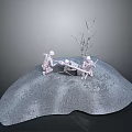 Realistic Military Miniature Scene With Soldier Figures Tree Trunk And Earthen Slope