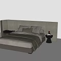 Modern Double Bed With Upholstered Headboard Neutral Bedding And Bedside Tables 3d model