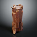 Rustic Wooden Tree Stump Shaped Stool With Natural Grain Texture For Home Decor