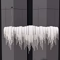 Modern White Chandelier With Dripping Strips Design Against Gray Wall 3d model