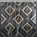Luxury Floor Tiles With Gold Geometric Diamond Patterns And Black Marble Veins