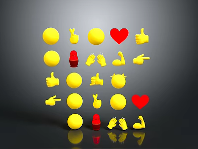 Medical Devices Icons Grid Layout Featuring Yellow Red Symbols And Gray Background Reflection 3d model