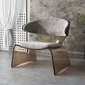 Stylish Modern Leisure Chair With Curved Back Grey Upholstery Acrylic Legs And Metal Frame