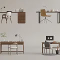 Quiet wind desk and chair 3d model