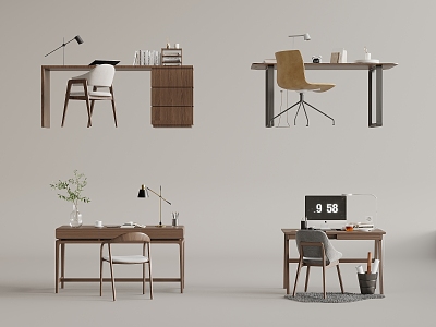 Quiet wind desk and chair 3d model