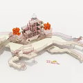 Pink White Children's Playground With Slide Climbing Structure And Interactive Features 3d model