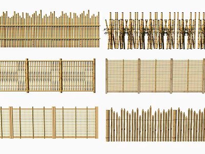 Various Styles Of Bamboo Fences For Decoration 3d model