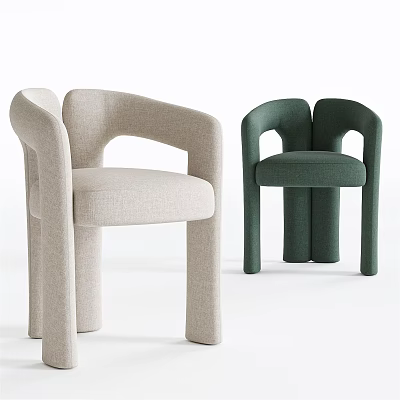 Modern Accent Lounge Chairs In Beige And Green With Curved Armrests For Home Decor 3d model