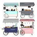 Functional Mobile Food Carts With Homemade Ice Cream Coffee Pastries And Display Shelves