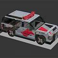 Building Block Police Car Model With White Body Red Accents And SUV Design