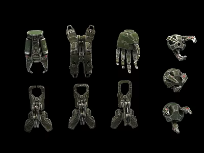 Mechanical Weapon Components With Sci Fi Design And Various Metal Structures 3d model