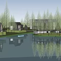 Scenic Forest Surrounded Waterfront With Luxury Villas And Boats On Lake