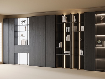 Modern full wall bookcase model