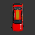 Red Racing Car Featuring Yellow Silver Livery Rear Spoiler And Sporty Wheels