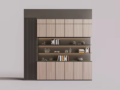 Modern Wine Cabinet With Wooden Panels And Multiple Display Shelves For Home Storage Decor 3d model