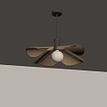 Modern Wooden Leaf Shaped Pendant Light With White Spherical Bulb Ceiling Mounted 3d model