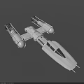 Detailed Spacecraft Model With Twin Large Engines Streamlined Body And Cockpit Structure