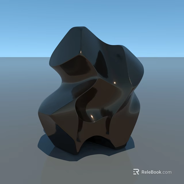 Black Abstract Sculpture Decorative Ornament Set With Sleek Shiny Surface For Modern Home 3d model 