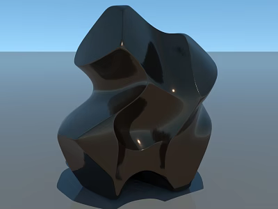 Black Abstract Sculpture Decorative Ornament Set With Sleek Shiny Surface For Modern Home 3d model