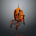 Creative Mechanical Creature With Orange Body And Brown Legged Structure 3d model