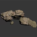 Natural Wood And Stone Decorative Elements With Rough Surface Texture Design