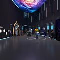 Space Culture Museum Featuring Spacecraft Model Earth Projection And Astronaut Displays 3d model